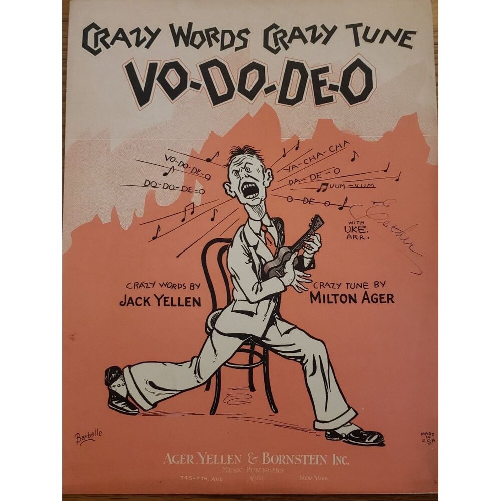 Rare 1927 Crazy‎ Words Crazy Tune Sheet Music By Ager Yellen & Bornstein